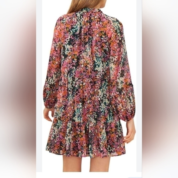 Vince Camuto Dresses & Skirts - Vince Camuto|  Womens Black Multi-Colored Ditzy  Floral Babydoll Midi Dress XL
